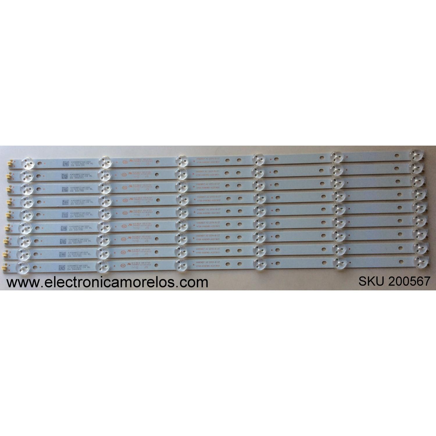 KIT DE LED´S PARA TV (9 PIEZAS) / SCEPTRE / K490WD7 A2 / K490WD714C002 / 4708-K490WD-A2213K01 / 471R1P53 / PANEL K490WD7 / MODELO U500CV-UMK